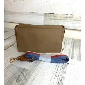 ToteSavvy Tan diaper bag crossbody purse new wipes changing pad change kit baby